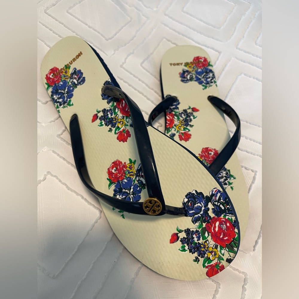 Tory Burch Floral Flip Flops